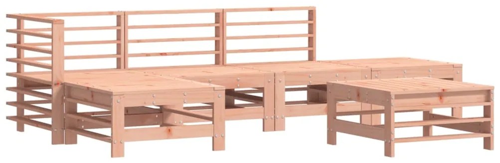 6 pcs conj. lounge jardim c/ almofadões madeira douglas maciça
