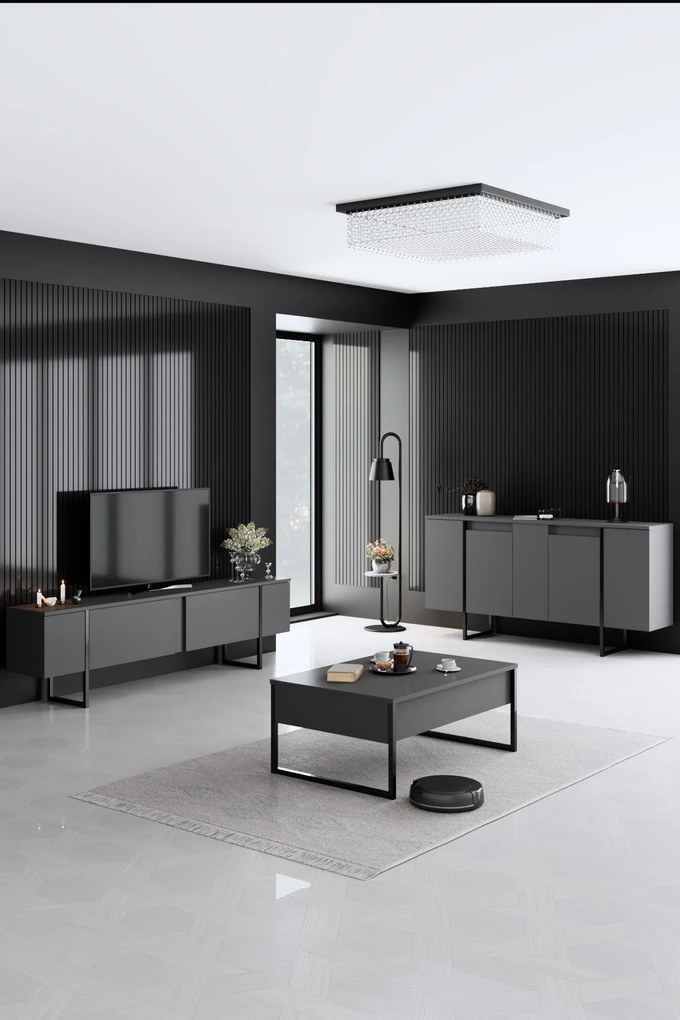 Console Luxe – Anthracite Black – 160 cm x 35 cm x 80 cm