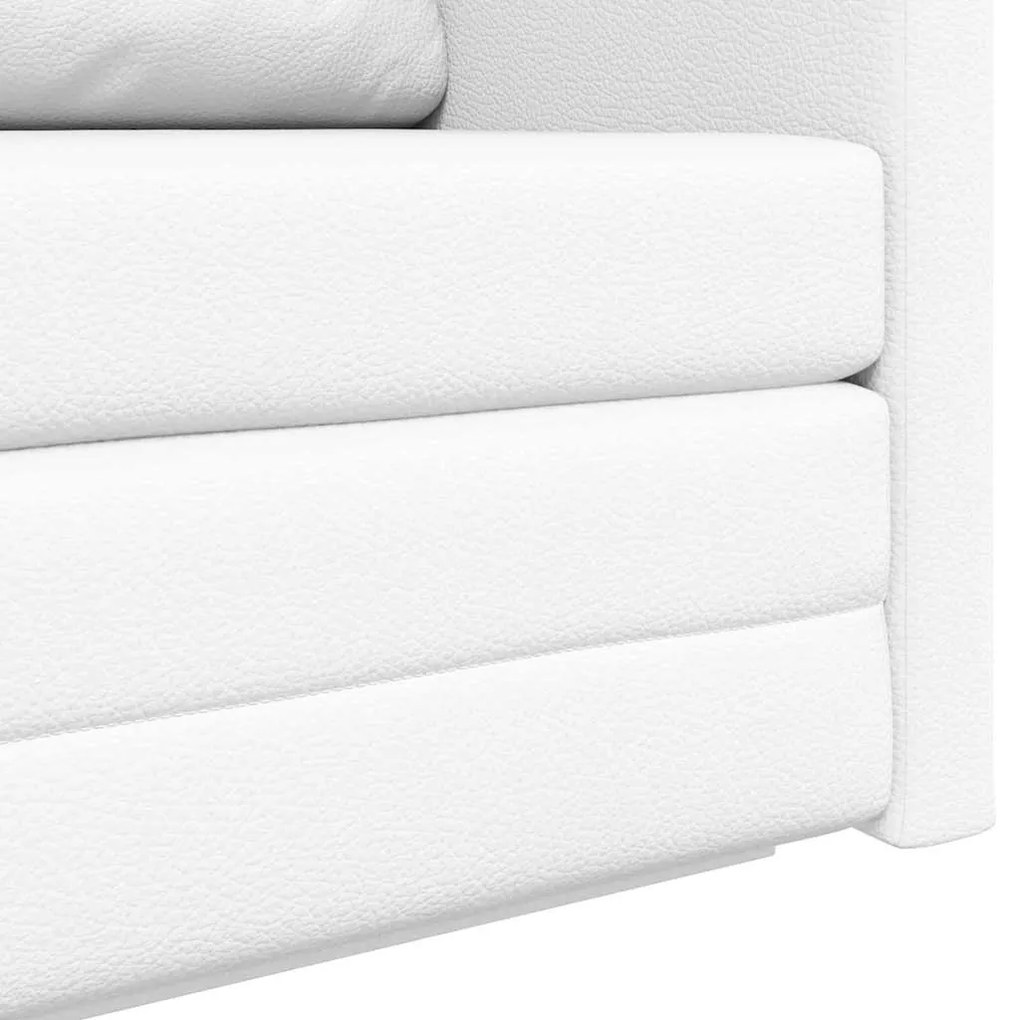 Sofá Cama de Chão 2-em-1 Branco 124x71x78 cm Couro Sintético