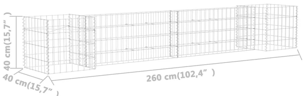 Gabião em forma de H fio de aço 260x40x40 cm