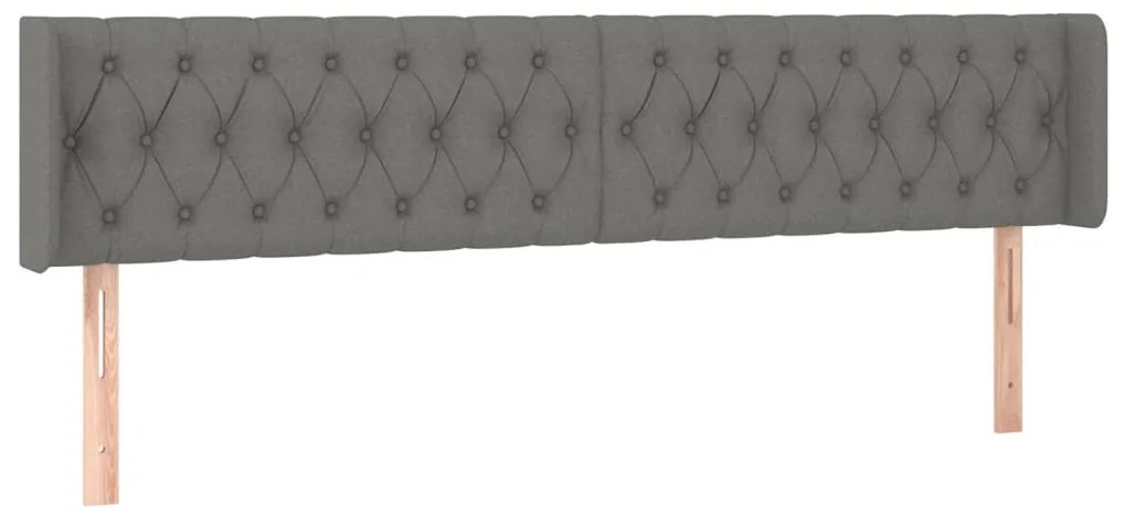 Cabeceira cama c/ luzes LED tecido 203x16x78/88cm cinza-escuro