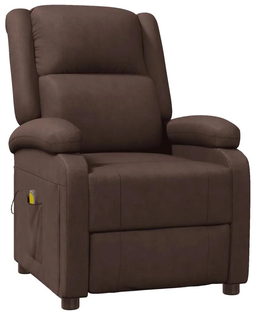 Cadeira de massagens reclinável couro artificial castanho
