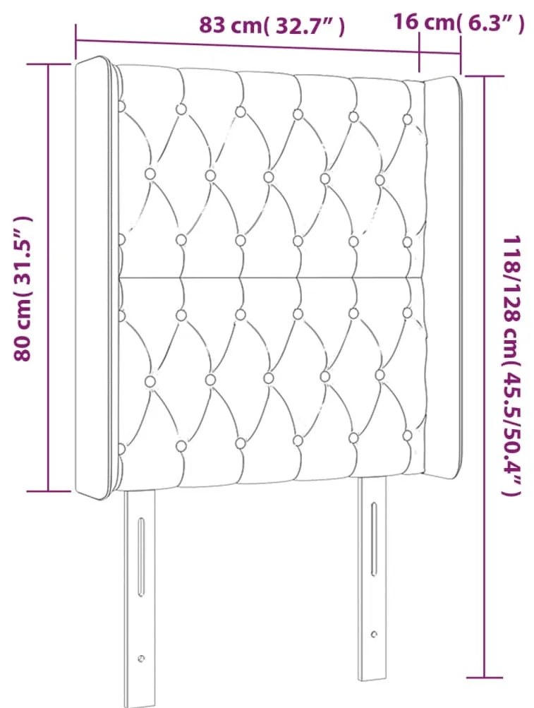 Cabeceira cama c/ luzes LED tecido 83x16x118/128 cm cinza-claro