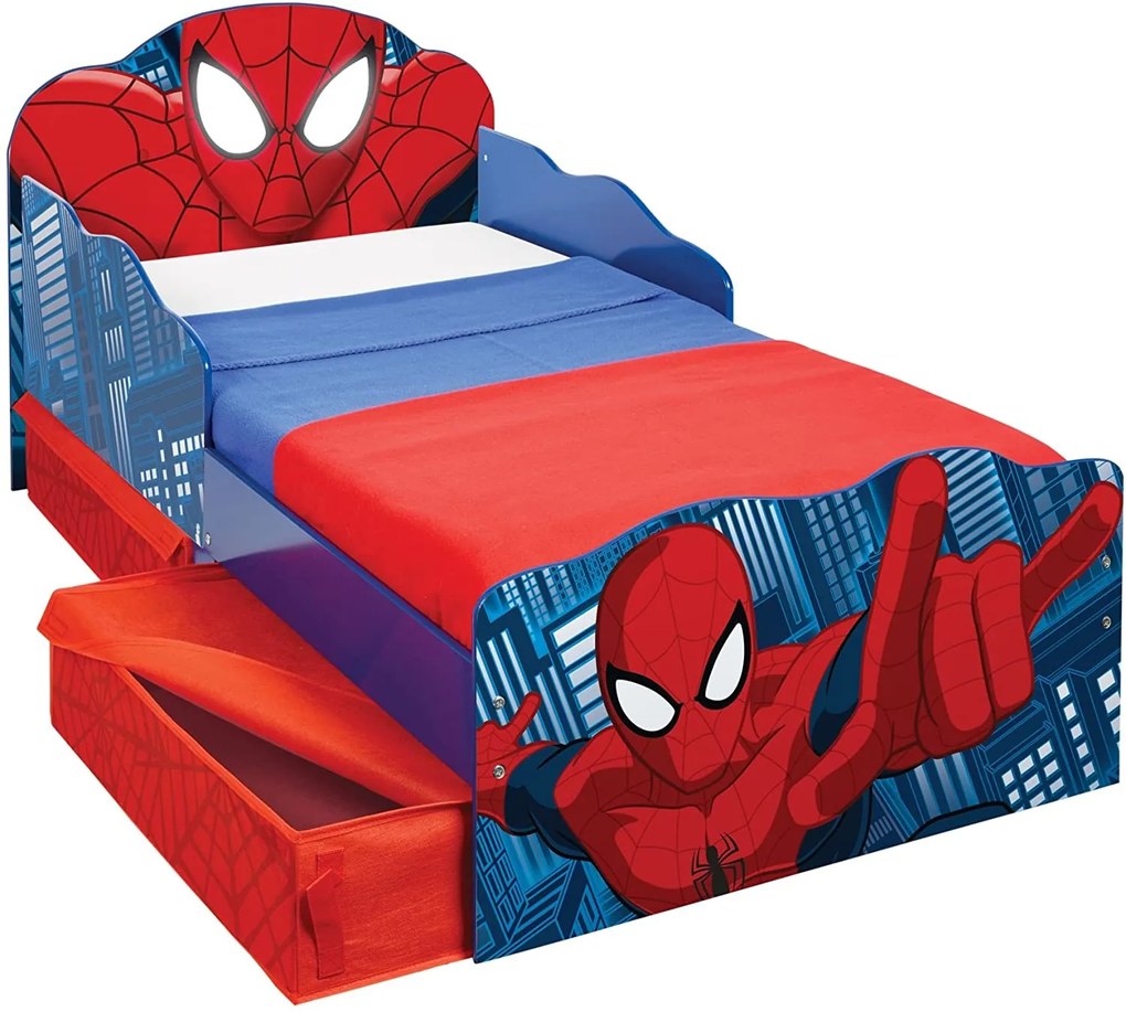 CAMA INFANTIL HOMEM ARANHA + COLCHÃO E ALMOFADA 145cm x 77cm x 65cm