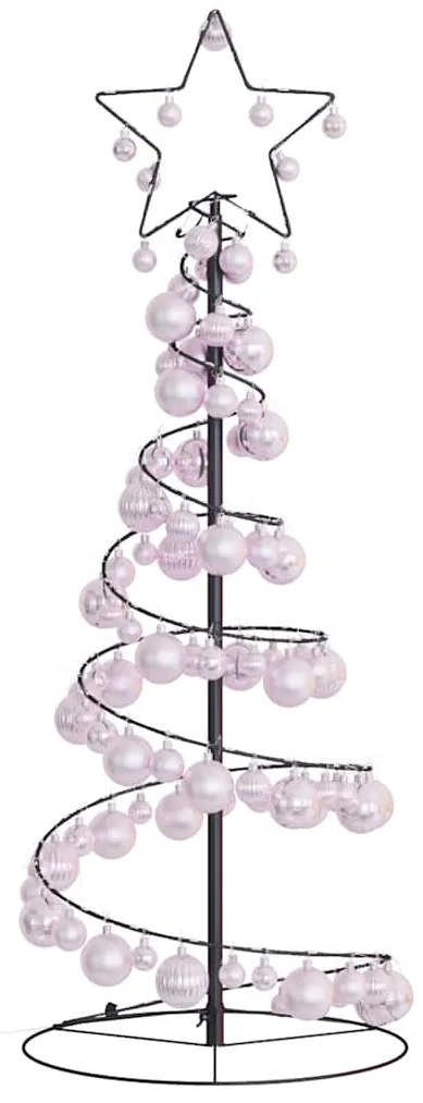 Árvore de Natal LED com Baubles 80 LEDs Branco Quente 120 cm