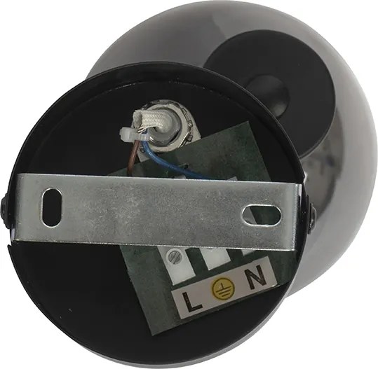 Foco Art Deco Preto com Vidro Fumado - Vidro