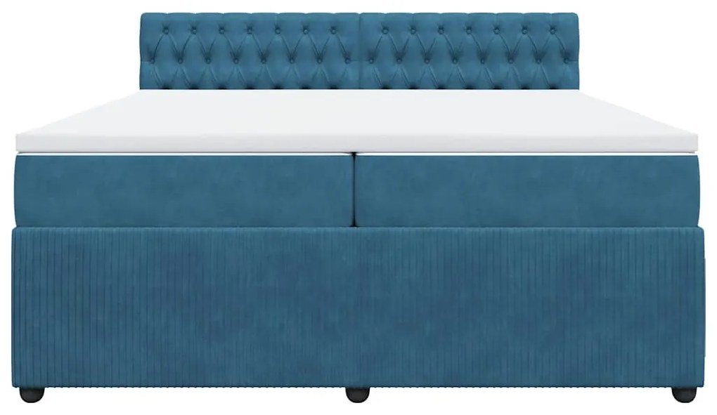 Cama com molas/colchão 200x200 cm veludo azul