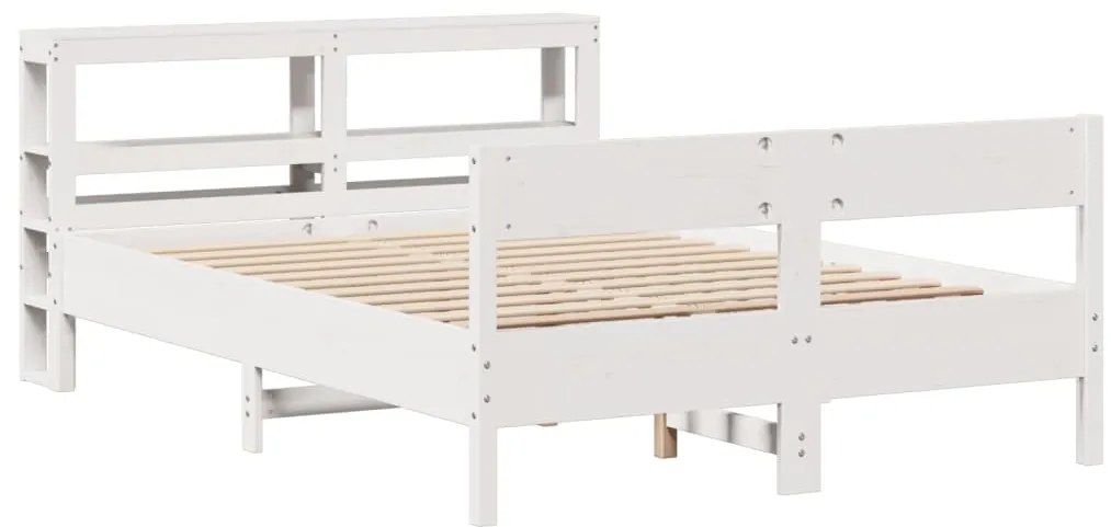 Cama sem colchão 140x200 cm madeira de pinho maciça branco