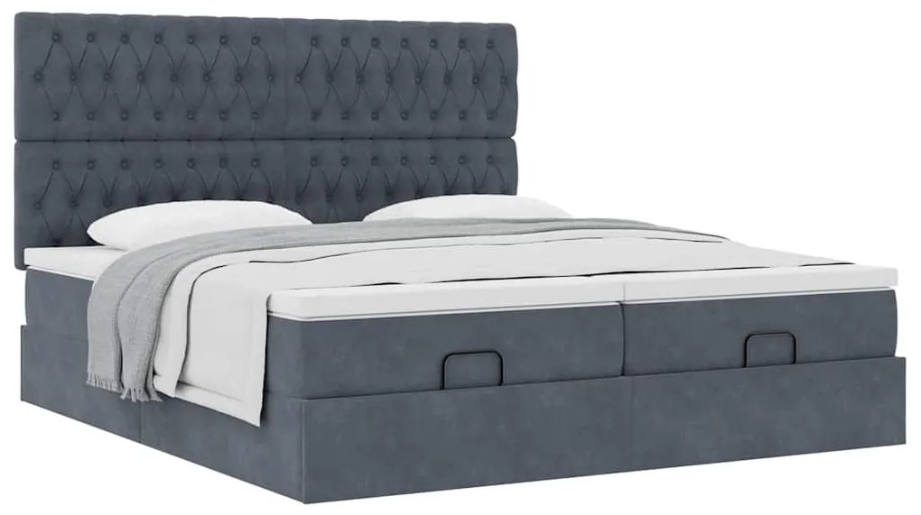 Estrutura cama otomana colchões 180x200 cm cinzento escuro