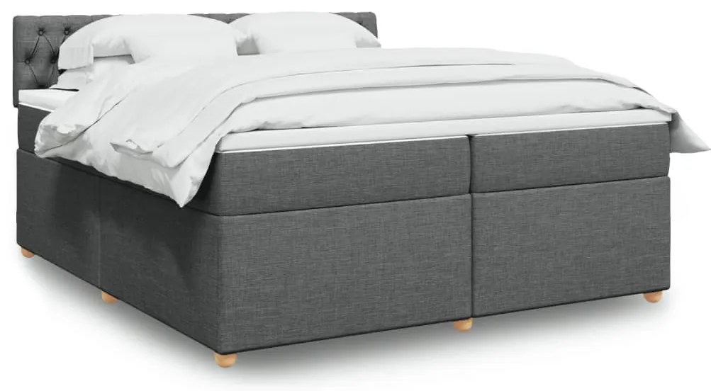 vidaXL Cama com molas/colchão 200x200 cm tecido cinzento-escuro