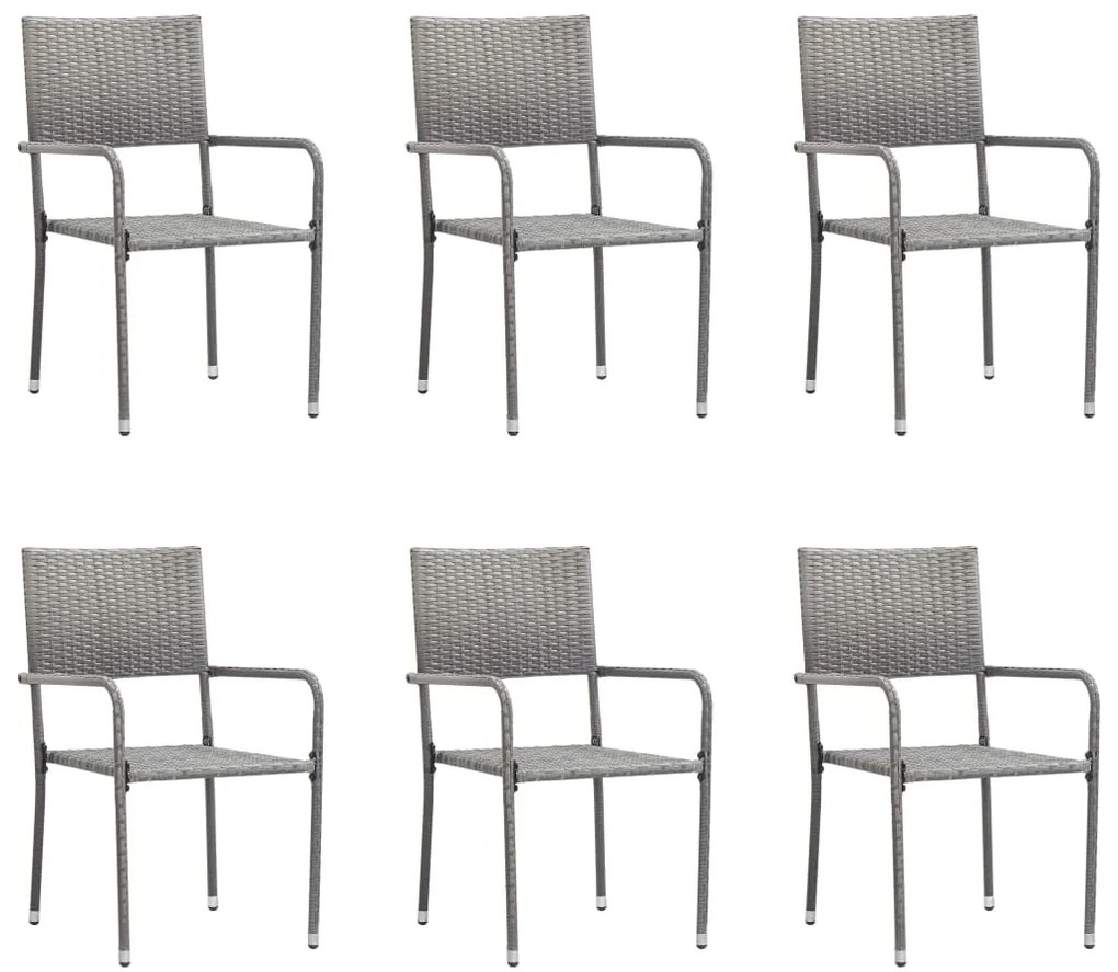 vidaXL Cadeiras de jantar empilháveis para jardim 6 pcs vime PE cinza