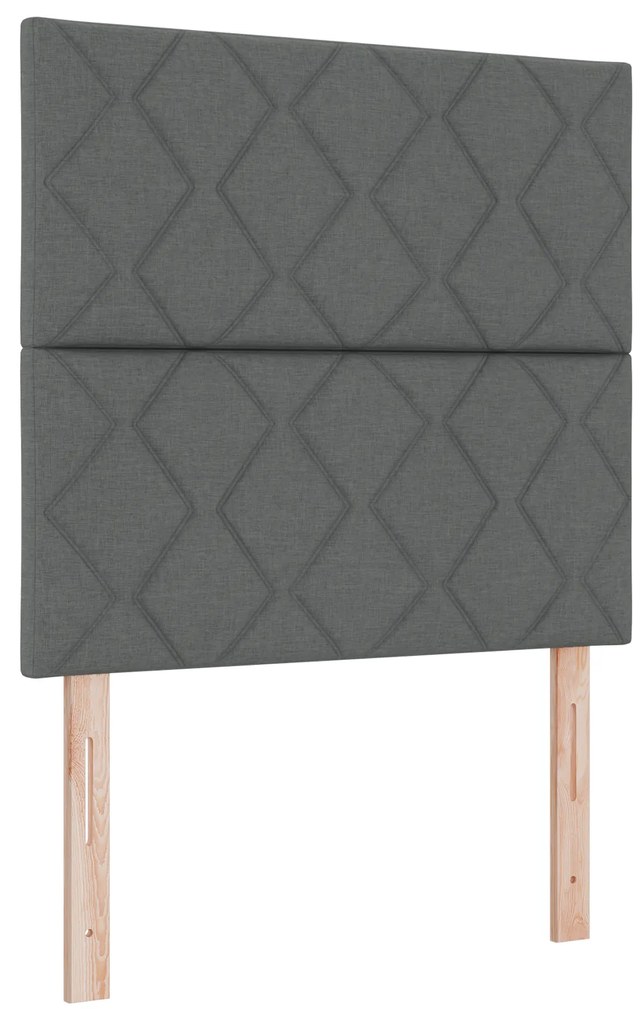 Cama com Box Spring com Colchão & Banco Cinza Escuro 90x200 cm Tecido