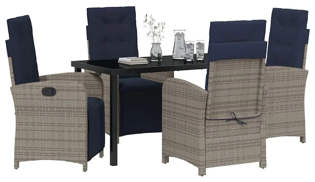 Conjunto de Jantar de Jardim com 5 Peças em Rattan Sintético Cinza