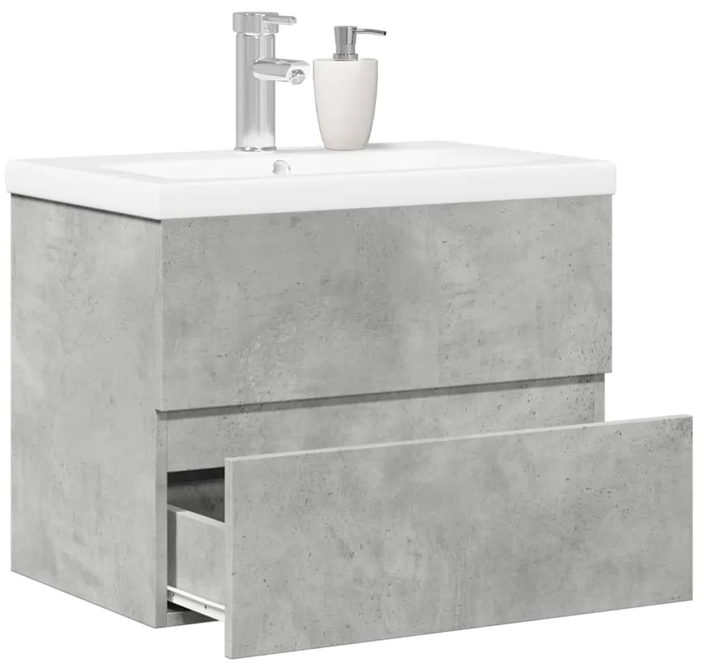 vidaXL 2 pcs conj. móveis casa banho derivados madeira cinza cimento