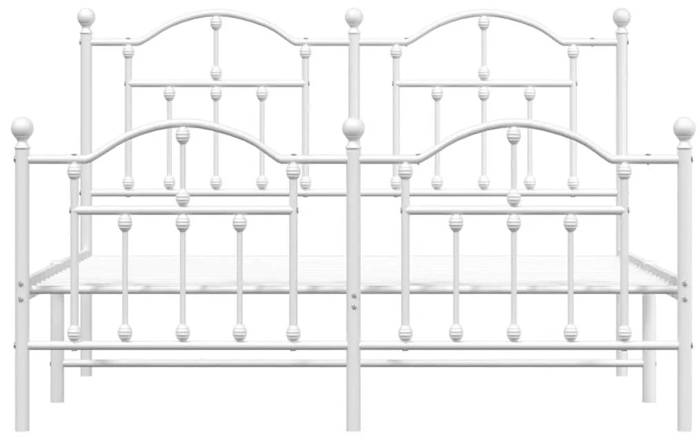 Estrutura de cama com cabeceira e pés 135x190 cm metal branco