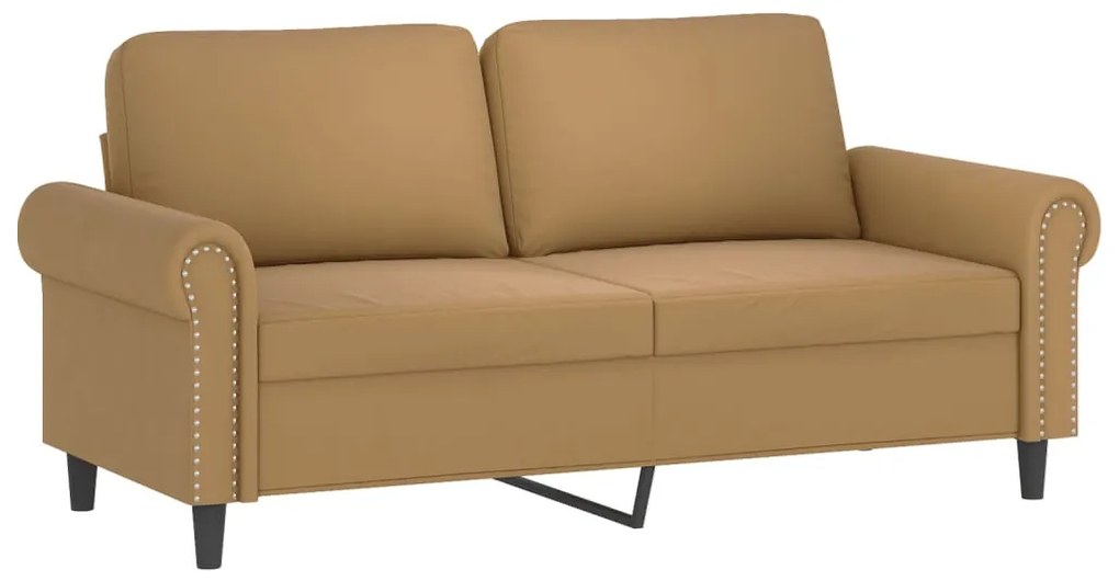 3 pcs conjunto de sofás com almofadas veludo castanho
