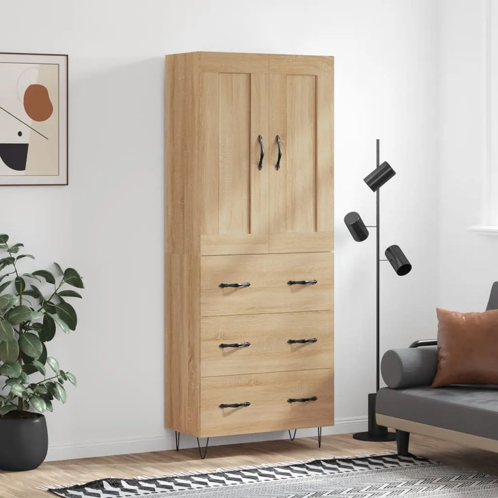 vidaXL Armário alto 69,5x34x180 cm derivados de madeira cor sonoma