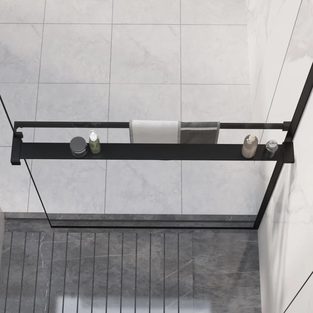 153616 vidaXL Prateleira de duche p/ divisória chuveiro 90 cm alumínio preto