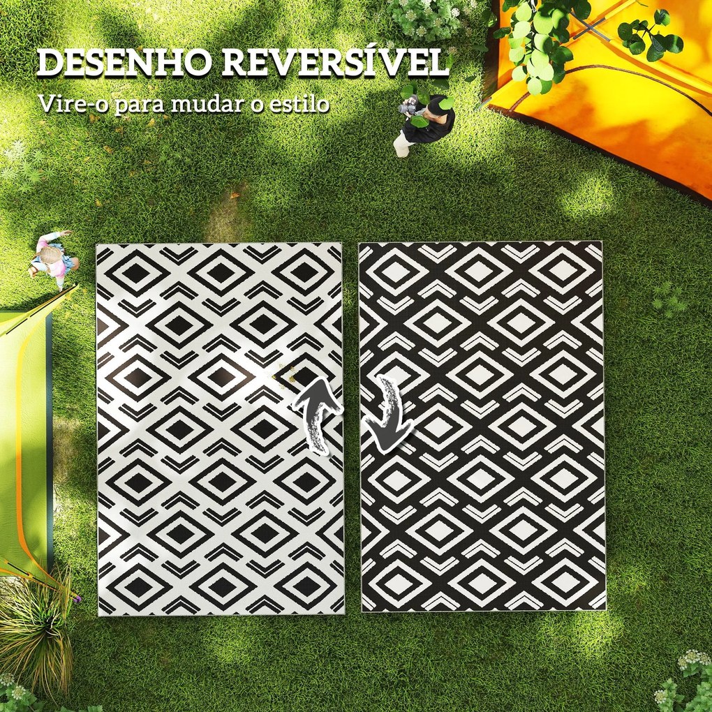 Tapete de Exterior 182x274 cm Tapete Reversível com Padrão Geométrico
