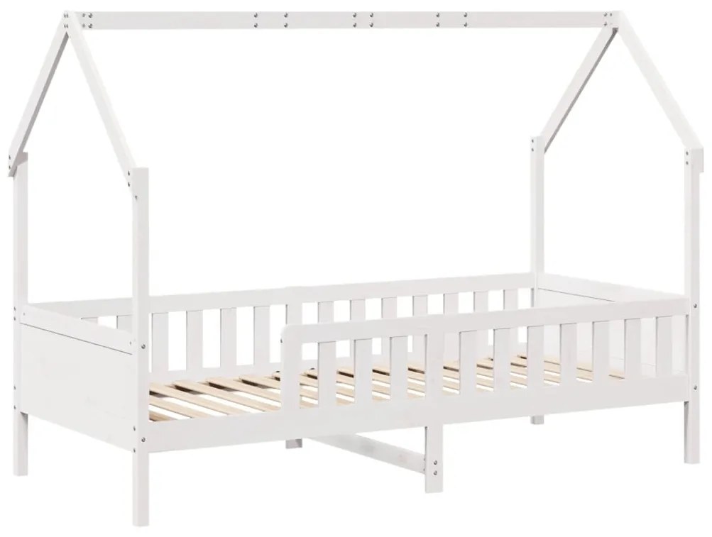 Cama infantil formato de casa 90x190 cm pinho maciço branco