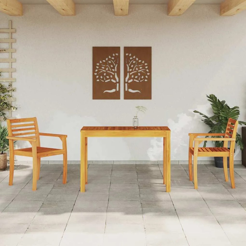 vidaXL Conjunto de Jantar para Jardim 3 pcs Castanho