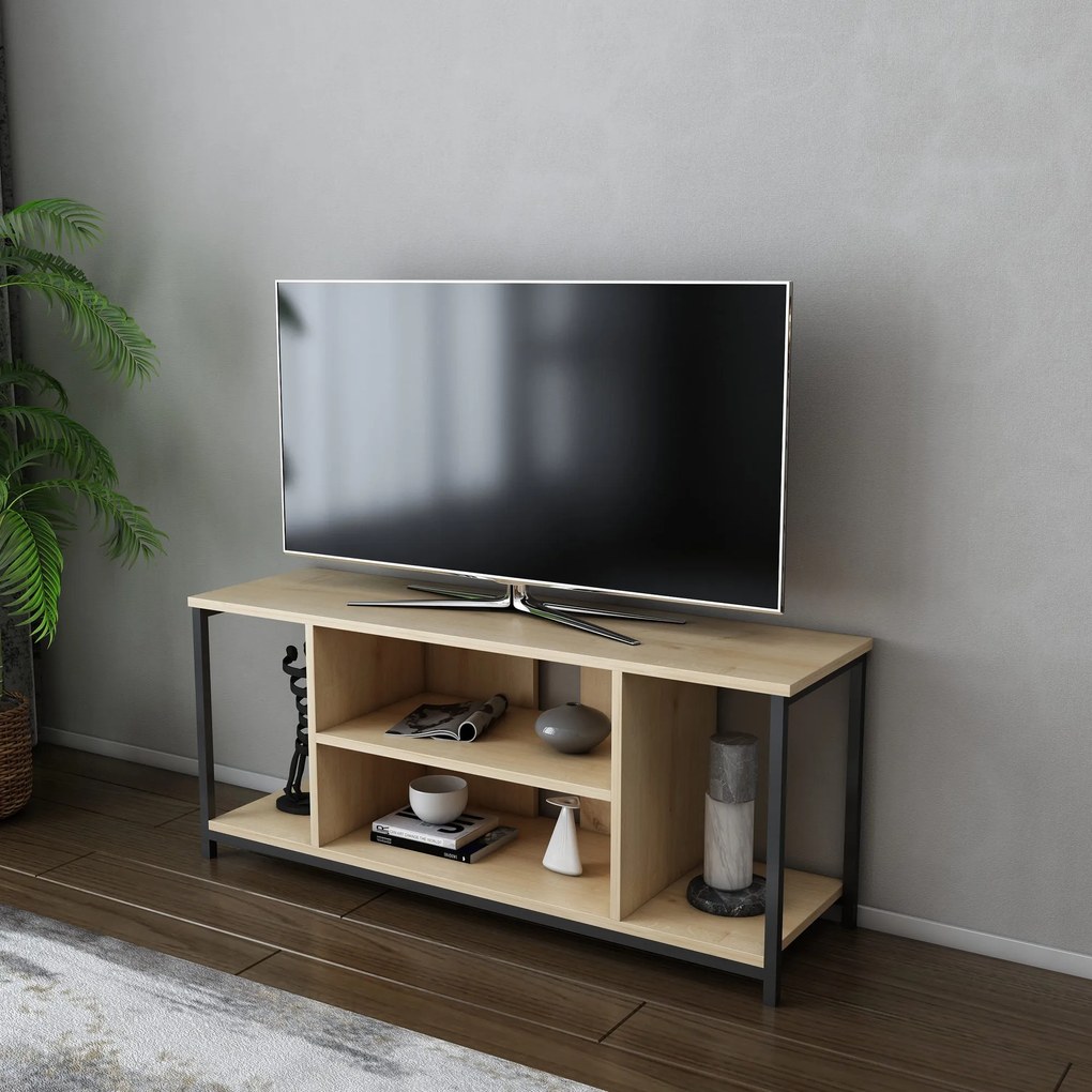 Móvel para TV Rinaldo – Preto Carvalho – 120x35x50,8 cm