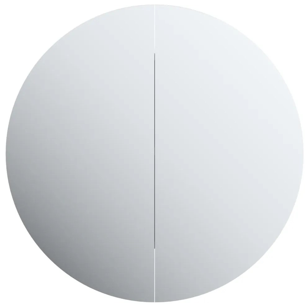 Armário p/ casa de banho c/ espelho redondo e LEDs branco