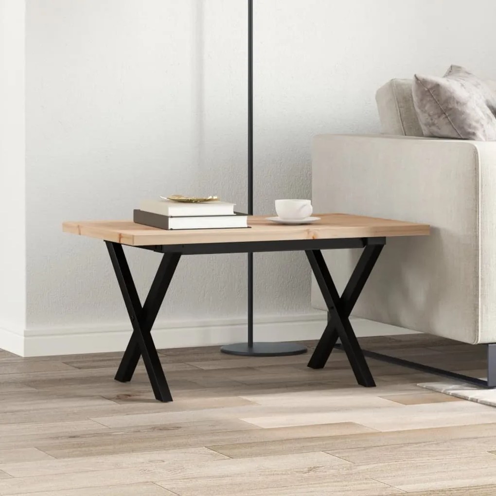 Mesa de centro estrutura em X 80x50x40,5 cm pinho/aço