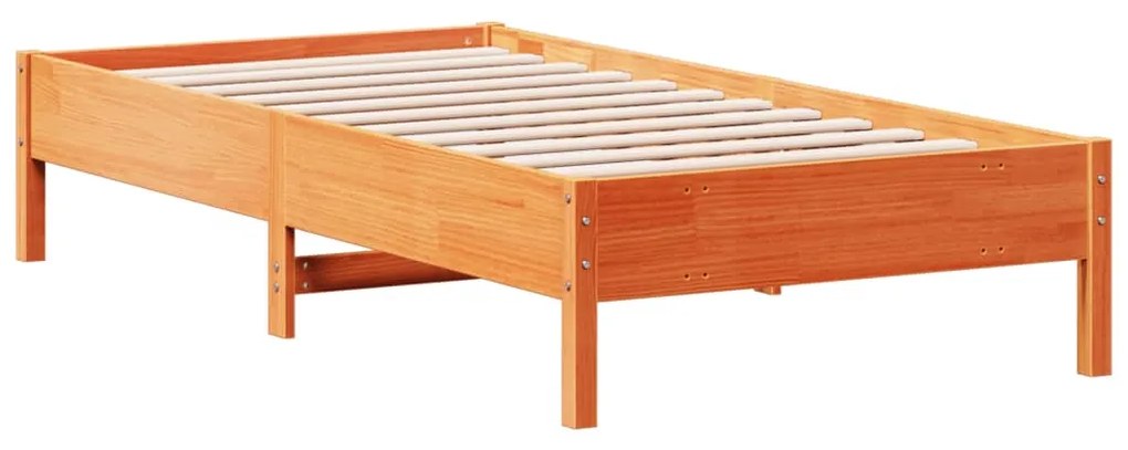 Estrutura de cama 75x190 cm madeira pinho maciça castanho cera