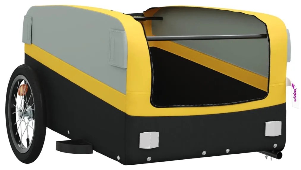 Reboque para bicicleta 45 kg ferro preto e amarelo
