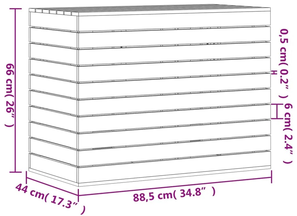 Cesto de Roupa Suja - 88,5x44x66 cm - Pinho Maciço Branco