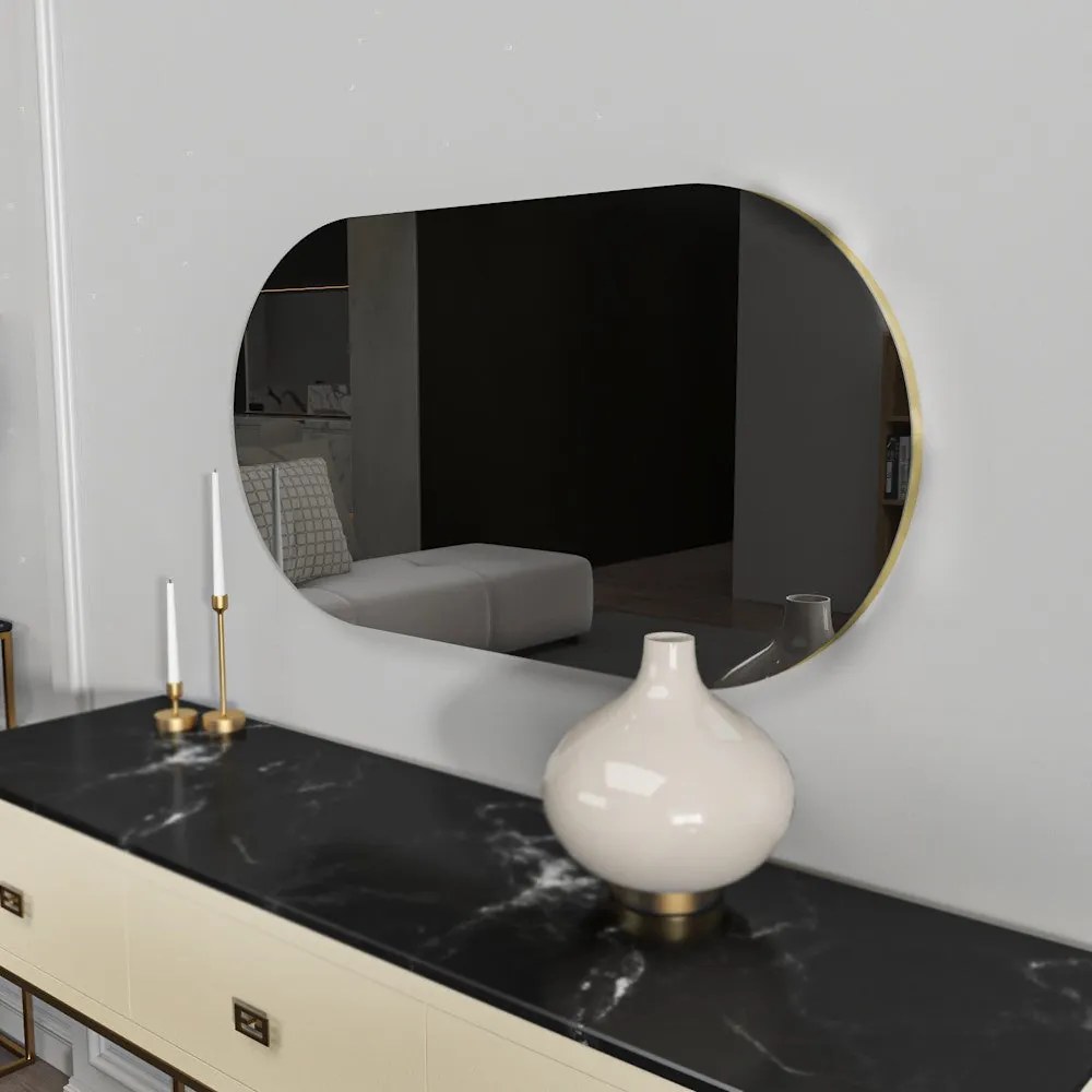 Espelho Riors – Cinzento Escuro e Dourado – 45x85 cm