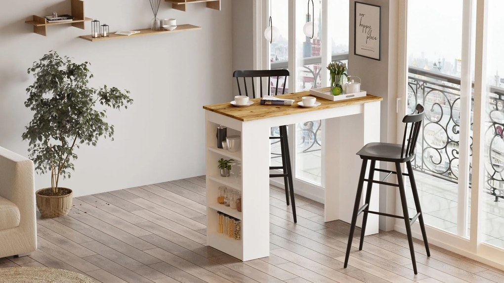 Mesa de Bar ST1 – Pinho Atlântico Branco – 120x101,8x51,6 cm
