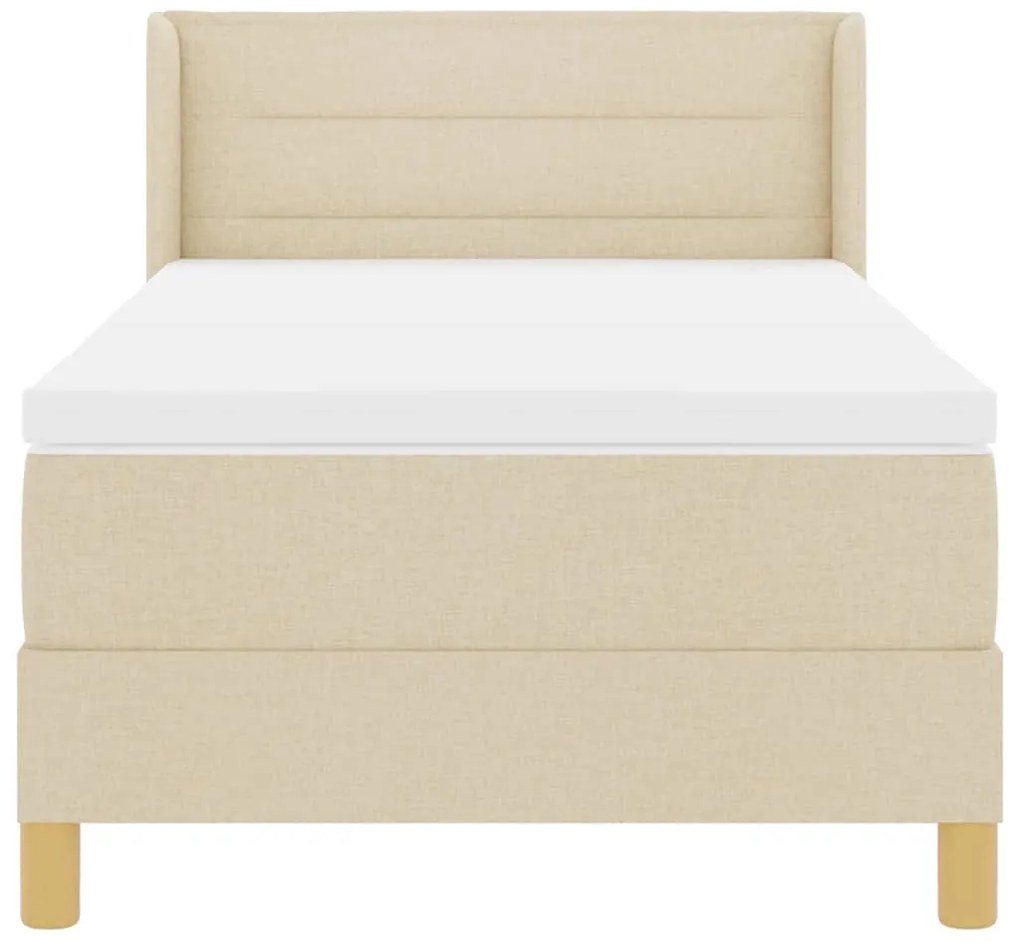 Cama Box com Colchão , Creme, 90 x 200 cm, Tecido.