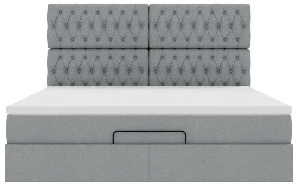 Estrutura cama otomana colchão 160x200 cm tecido cinzento claro