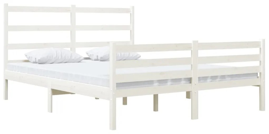 Estrutura de cama pequena casal 120x190 cm pinho maciço branco