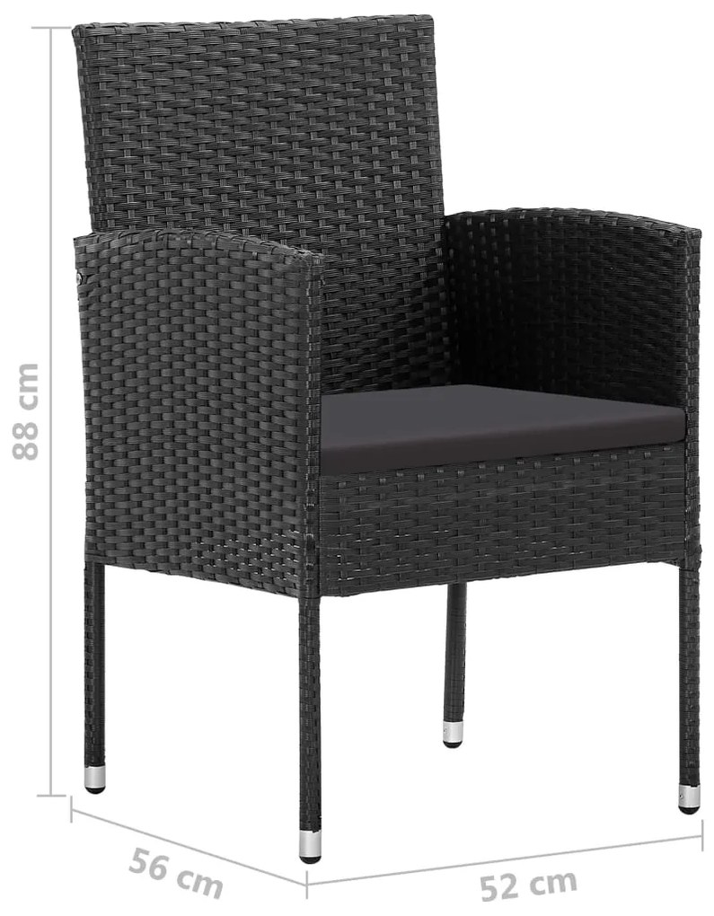 5 pcs conjunto de jantar para jardim preto