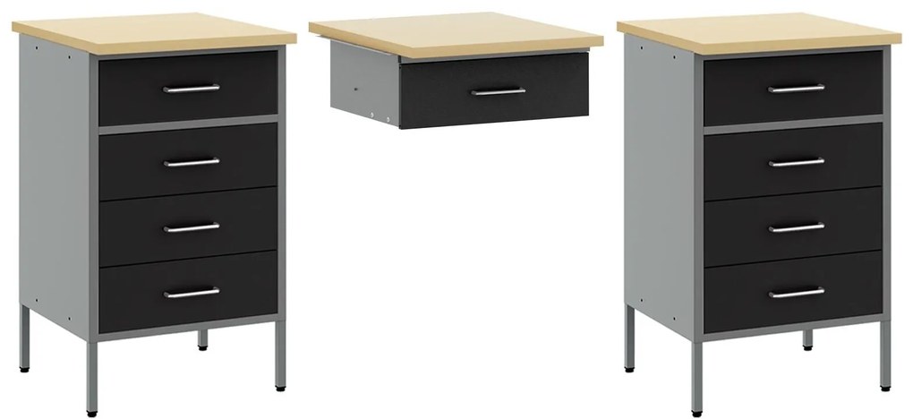 Conjunto de Armário e Painel de Ferramentas de 7 Peças vidaXL Preto em