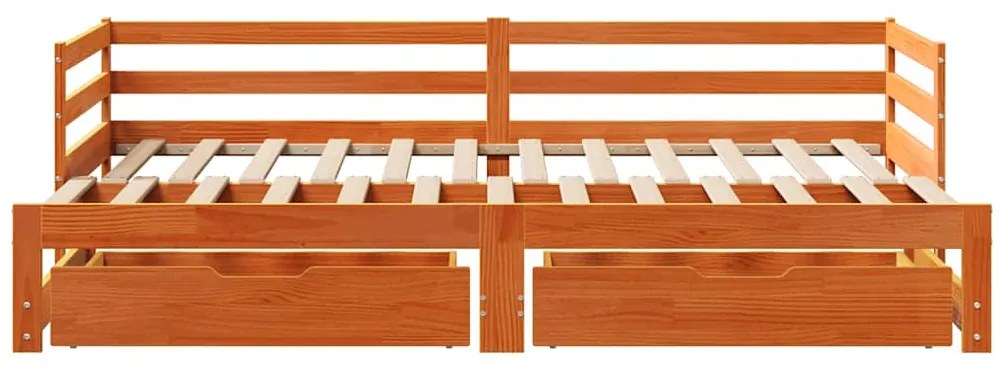 Sofá-cama com gavetão e gavetas 80x200 cm madeira de pinho