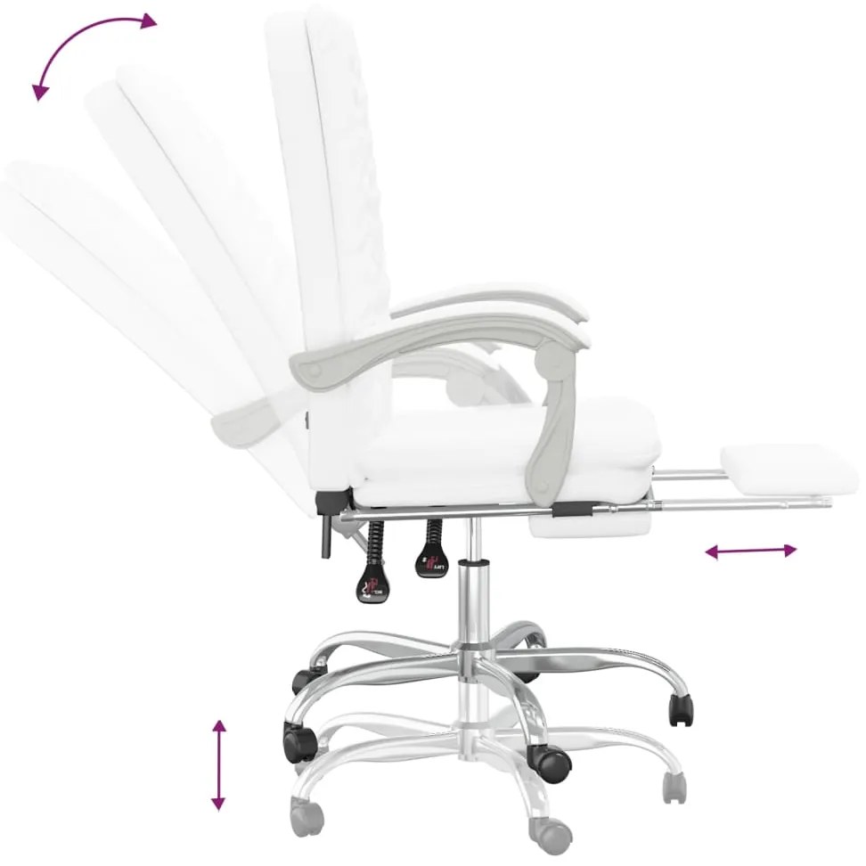 Cadeira de escritório reclinável couro artificial branco