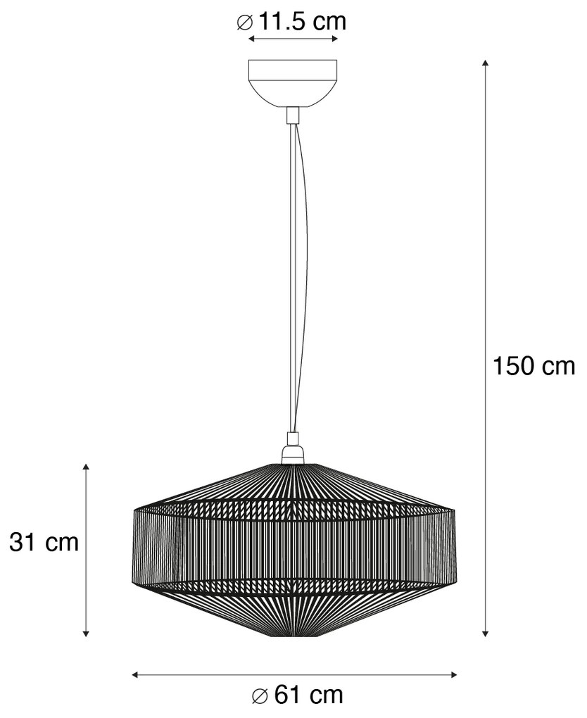 Japandi hanglamp bruin touw 61cm - Svea Japandi