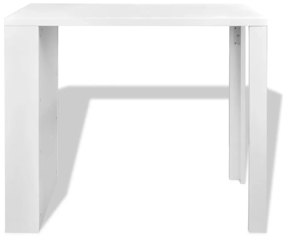 Mesa de bar em MDF com garrafeira, branco brilhante