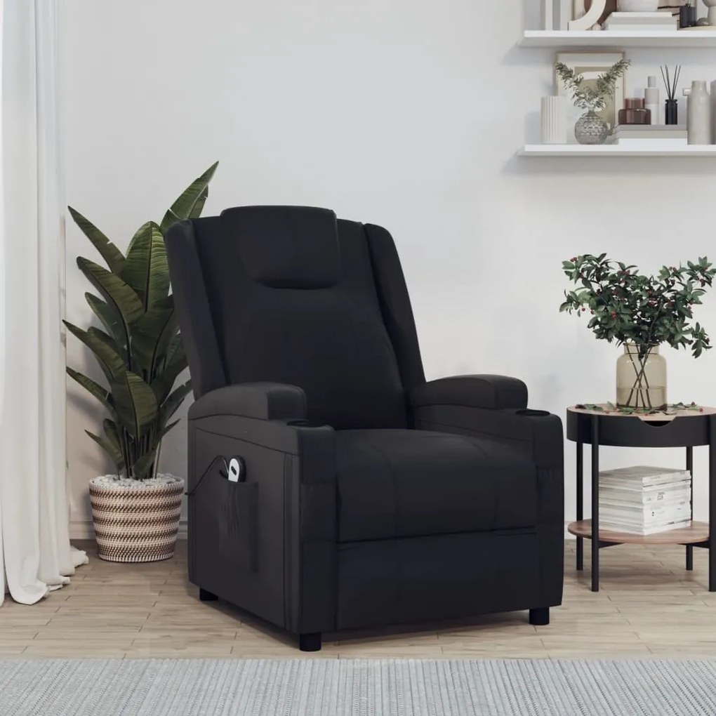 vidaXL Poltrona elevatória couro artificial preto