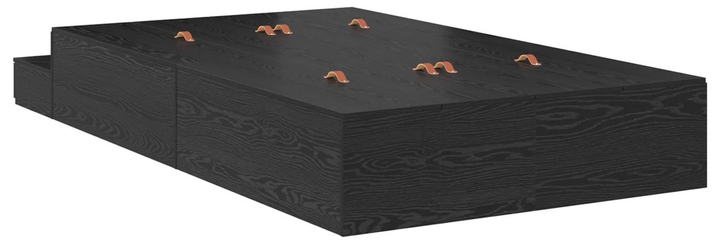 Cama de Armazenamento Preto Carvalho 120x190 cm