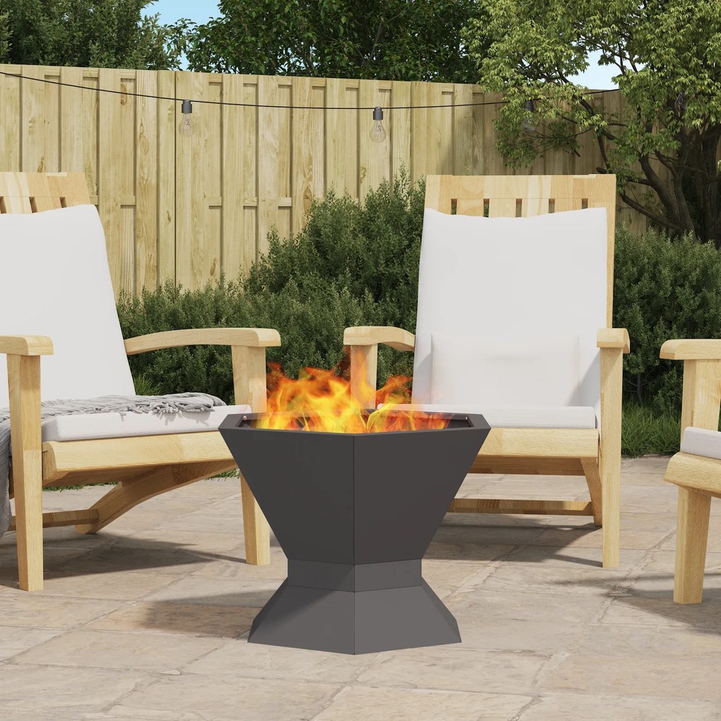 Fogueira Hexagonal vidaXL Preta 50x50x40 cm em Aço