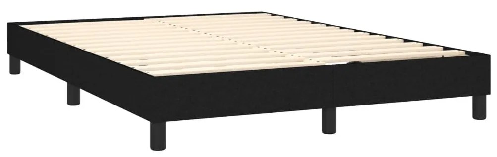 Cama box spring c/ colchão e LED 140x190 cm tecido preto