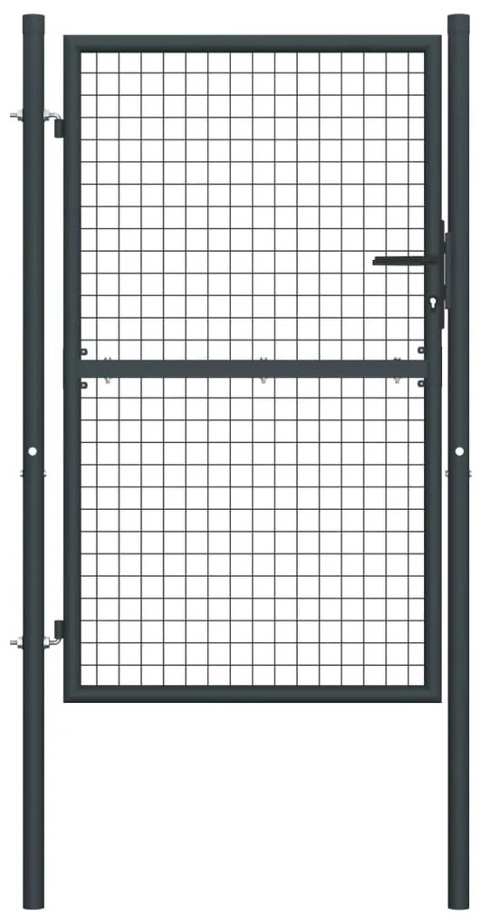 Portão de jardim em rede aço galvanizado 100x225 cm cinzento