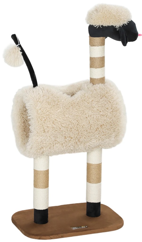 Pawhut Árvore de Arranhar com estilo de Felino com Postes de Arranhar Túnel e Brinquedo 98 cm Marrom Claro | Aosom Portugal