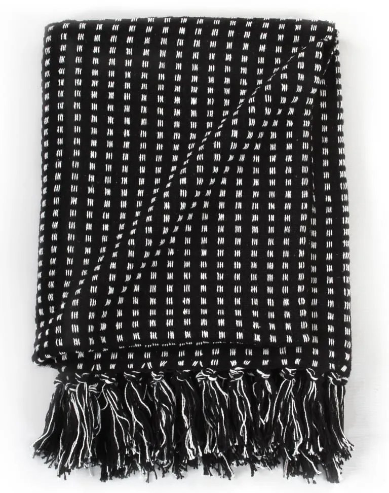 Manta em algodão aos quadrados 160x210 cm preto