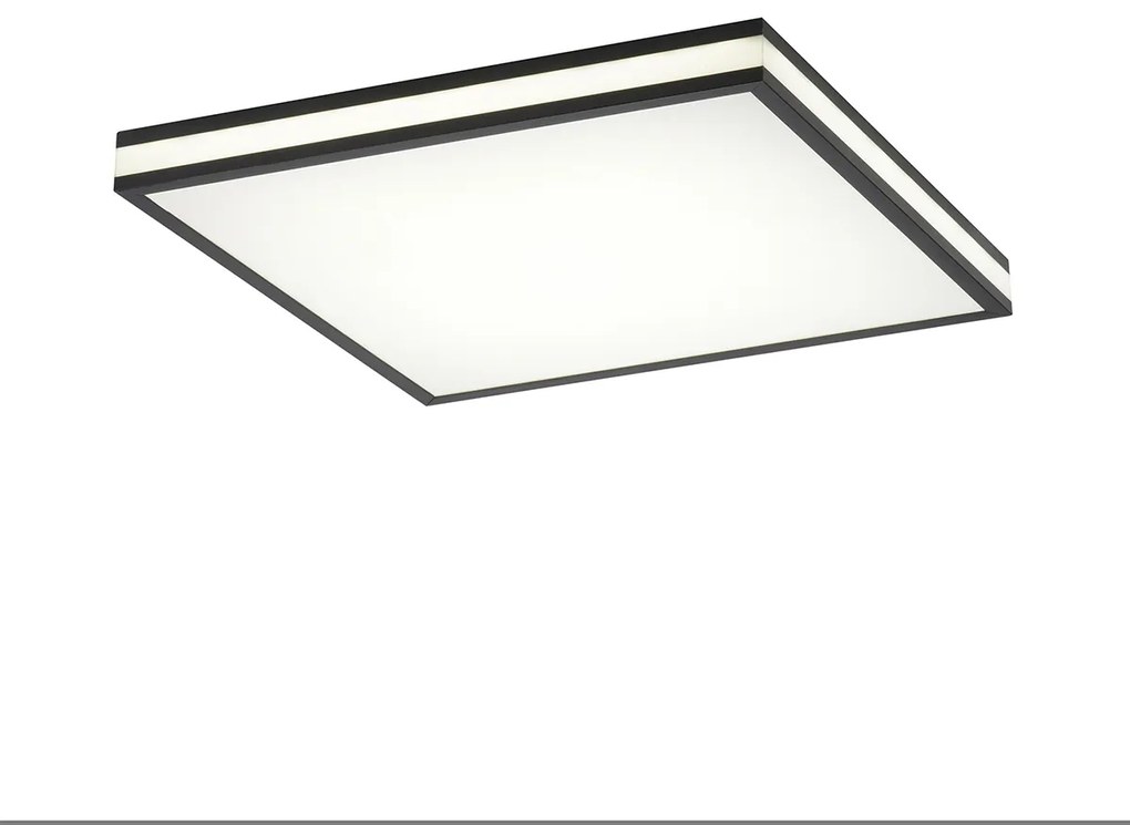 Candeeiro de teto quadrado preto com LED RGBW e comando remoto - Trafalgar Moderno
